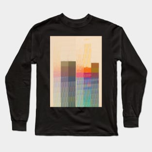 Aesthetic Vector Glitch Skyline Graphic Design Long Sleeve T-Shirt